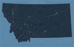 Montana at Night Fine Art Print Map