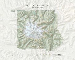 Mount Rainier National Park Landscape Fine Art Print Map