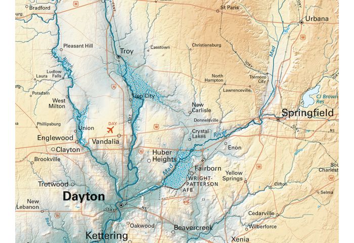 Ohio State Map With Cities And Towns Large Detailed Elevation Map Of