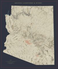 Arizona - Landforms and Rivers Fine Art Print Map