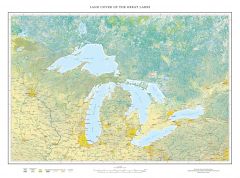 Land Cover of the Great Lakes Fine Art Print Map
