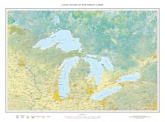 Land Cover of the Great Lakes Fine Art Print Map