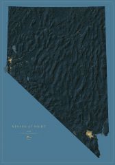 Nevada at Night Fine Art Print Map