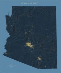 Arizona at Night Fine Art Print Map