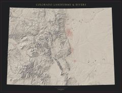 Colorado - Landforms and Rivers FIne Art Print  Map
