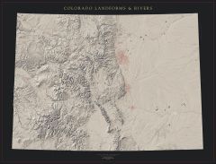 Colorado - Landforms and Rivers Fine Art Print  Map