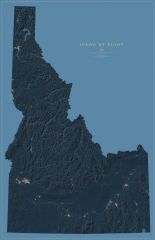 Idaho at Night Fine Art Print Map