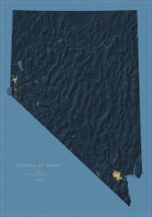 Nevada at Night Fine Art Print Map
