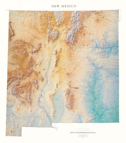 Elevation Map Of New Mexico New Mexico Elevation Tints Map | Beautiful Artistic Maps