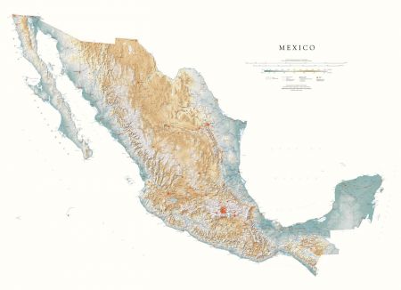 Mexico Elevation Tints Map Wall Maps