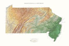 New Jersey and Pennsylvania Lithograph Map
