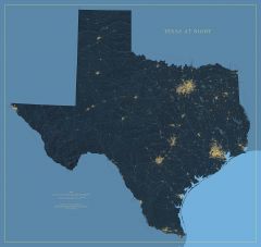 Texas at Night Fine Art Print Map