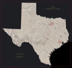 Texas - Landforms and Rivers Fine Art Print Map