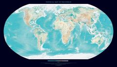 Physical Map of the World (Black) Fine Art Print Map